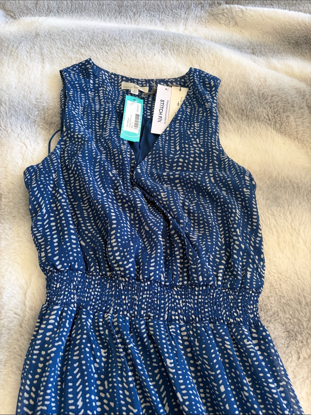 nine britton Navy and White Sleeveless Maxi Dress